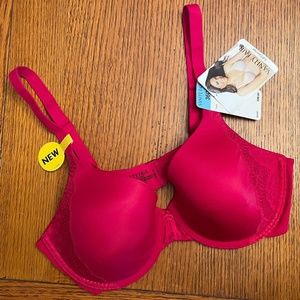NEW Vanity Fair Full Coverage Bra 36C Flattering Lift Underwear Red FREE SHIP
